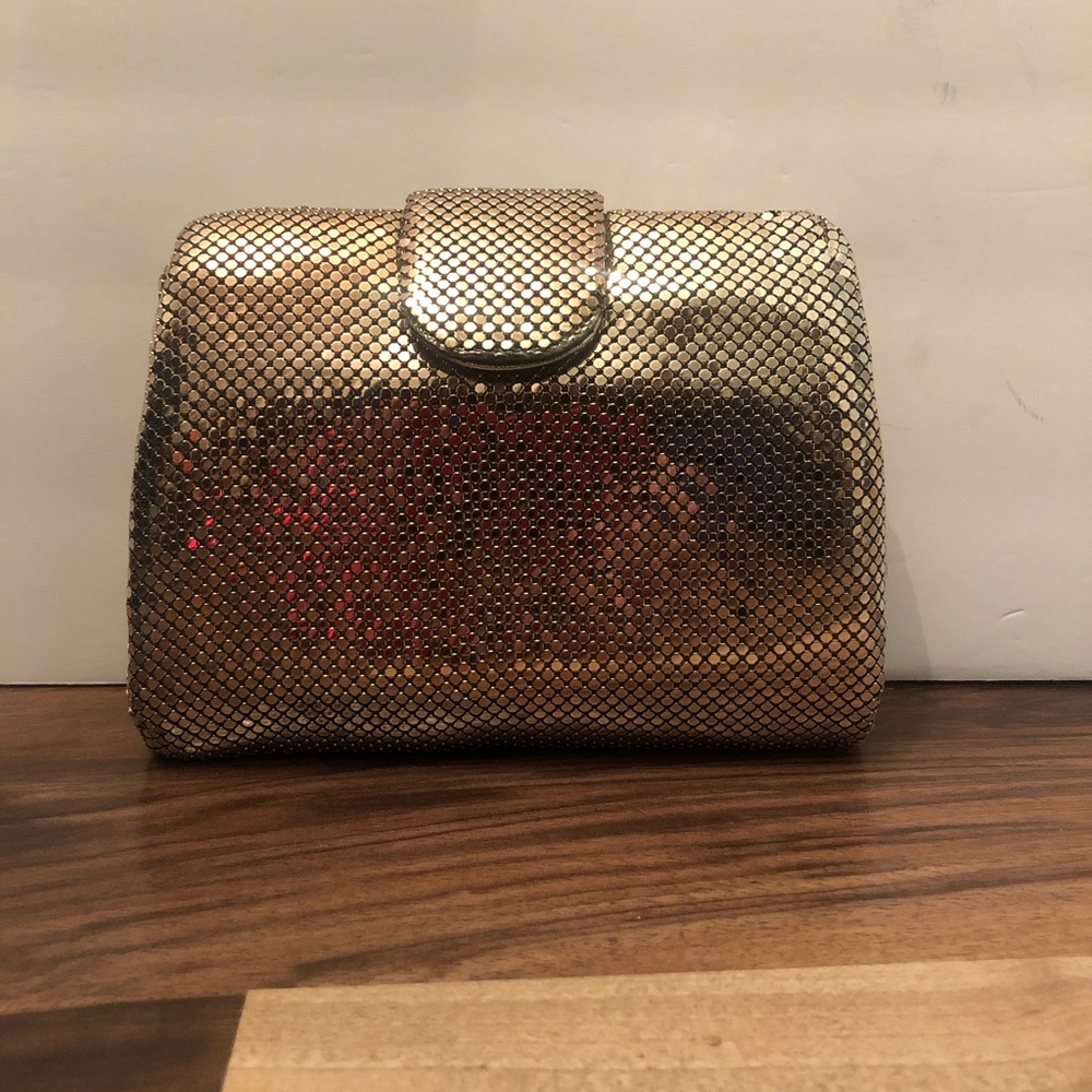 Whiting & David gold clutch
